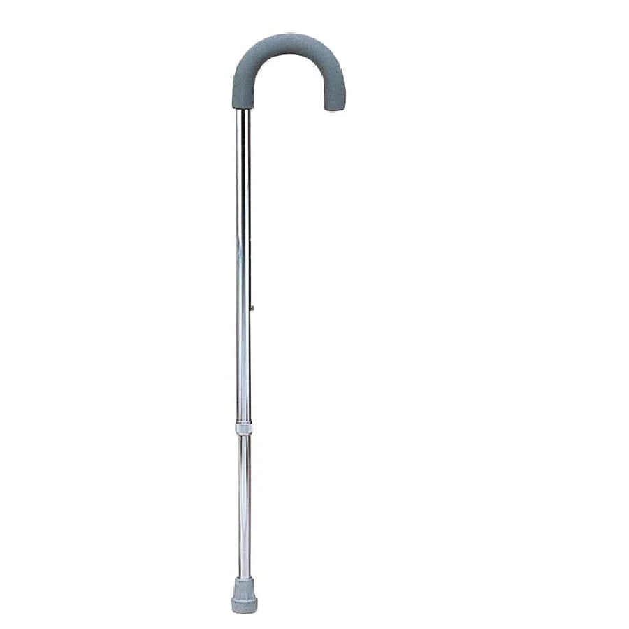 Baston din aluminiu, culoare argintie, maner curb RX528