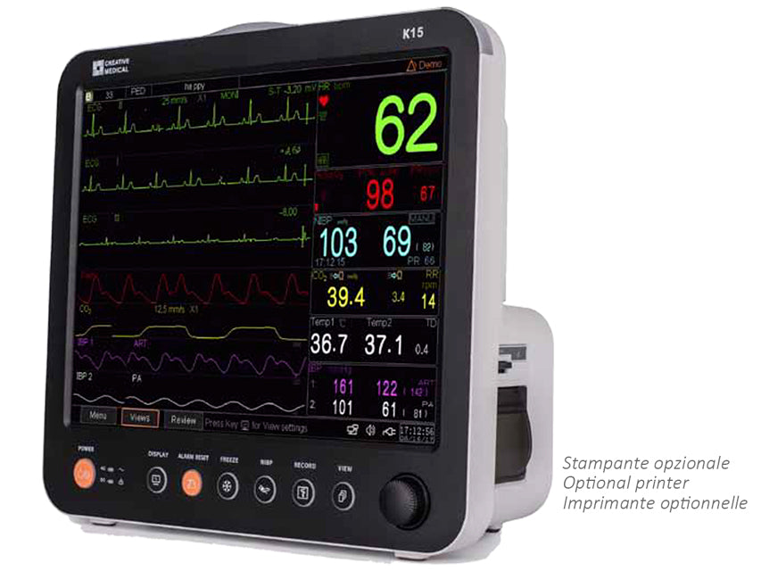 GIMA K15 TOUCHSCREEN 2 IBP + EtCO2 – Monitor multiparametric cu ecran tactil de 15"