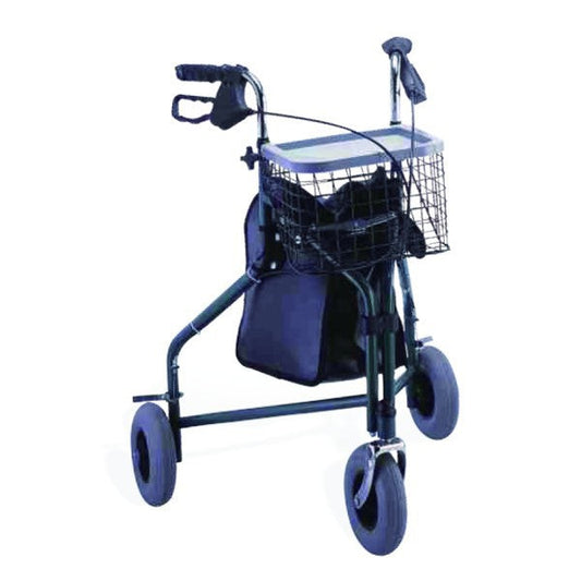 Rolator ortopedic pliabil cu 3 roți, cadru oțel, frâne, RX143