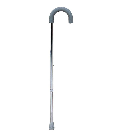 Baston din aluminiu, culoare argintie, maner curb RX528